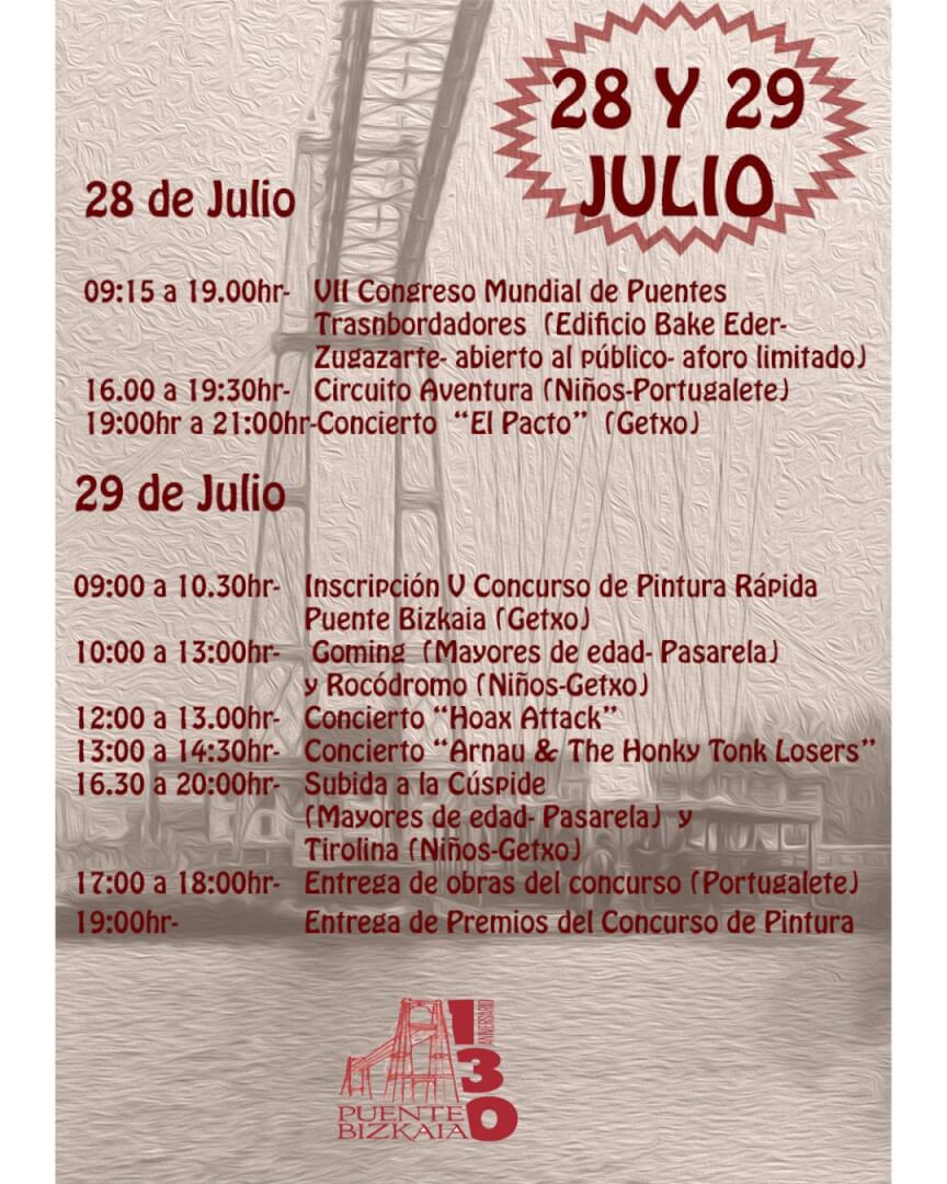 Actividades 130 Aniversario Puente Bizkaia – 28 y 29 de Julio
