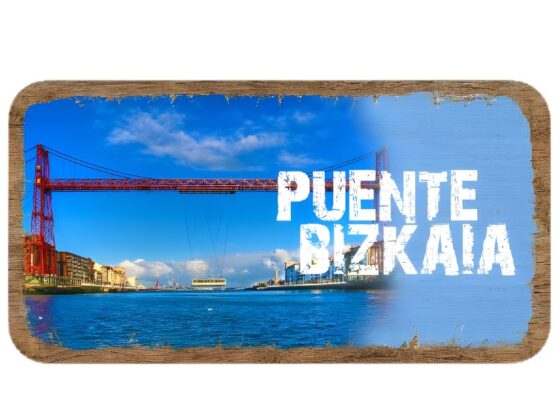 Placa madera entero Puente Bizkaia