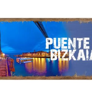 Placa madera noche Puente Bizkaia
