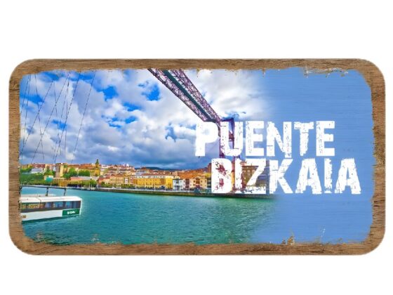Placa madera torre Puente Bizkaia