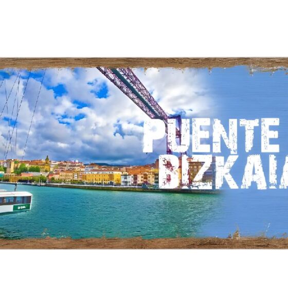 Placa madera torre Puente Bizkaia